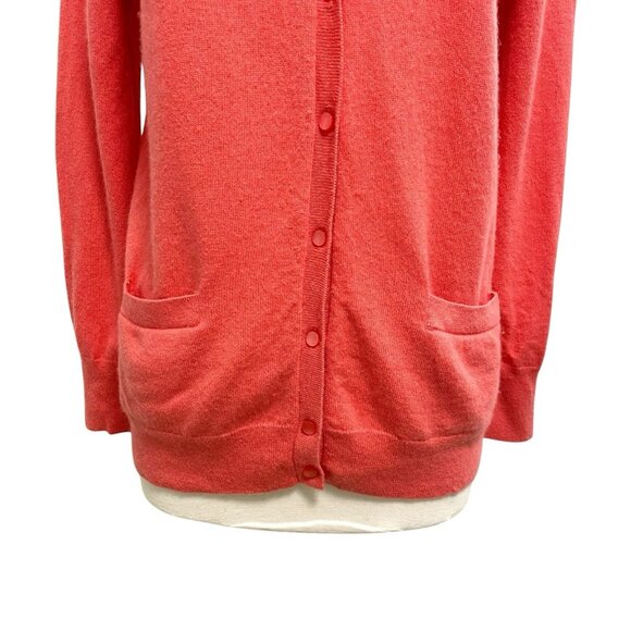 TALBOTS 100% Cashmere Cardigan Sweater Long Sleeve Coral Pink size Large - Picture 3 of 7